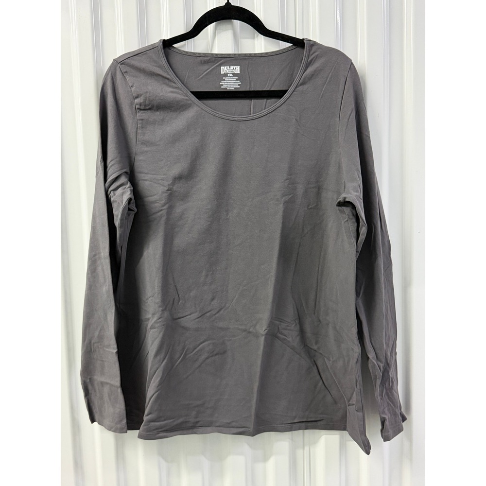Duluth Trading Co Long Sleeve Tee Womens 2XL Grey Excellent Scoop Neck Stretch